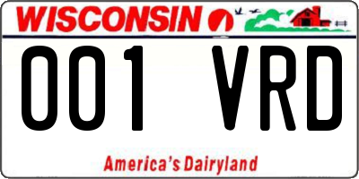 WI license plate 001VRD