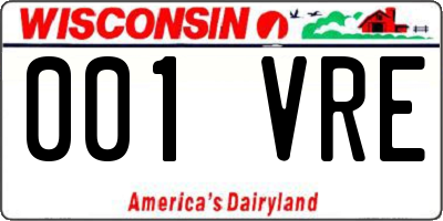 WI license plate 001VRE