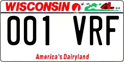 WI license plate 001VRF