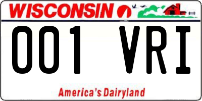 WI license plate 001VRI