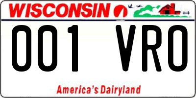 WI license plate 001VRO