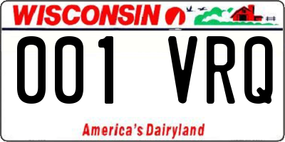 WI license plate 001VRQ