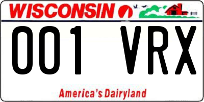WI license plate 001VRX