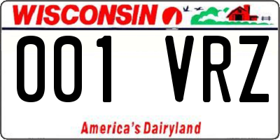 WI license plate 001VRZ