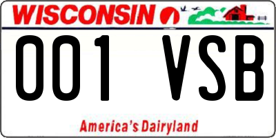 WI license plate 001VSB