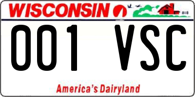 WI license plate 001VSC