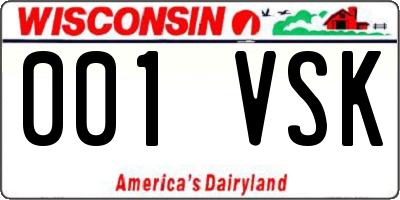 WI license plate 001VSK