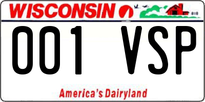 WI license plate 001VSP