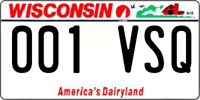 WI license plate 001VSQ