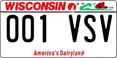 WI license plate 001VSV