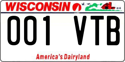 WI license plate 001VTB