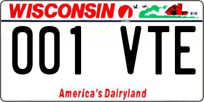 WI license plate 001VTE
