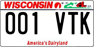 WI license plate 001VTK