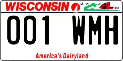 WI license plate 001WMH