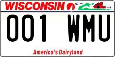 WI license plate 001WMU