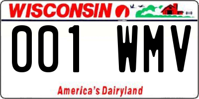 WI license plate 001WMV