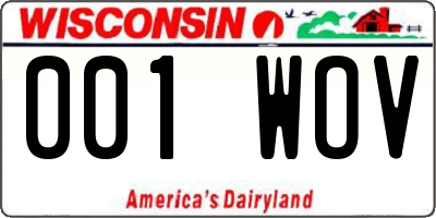 WI license plate 001WOV