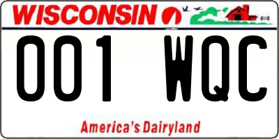 WI license plate 001WQC