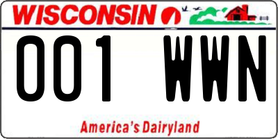 WI license plate 001WWN