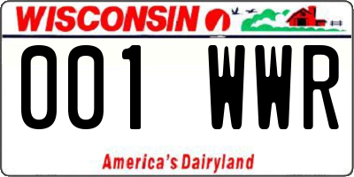 WI license plate 001WWR