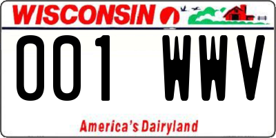 WI license plate 001WWV