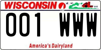 WI license plate 001WWW
