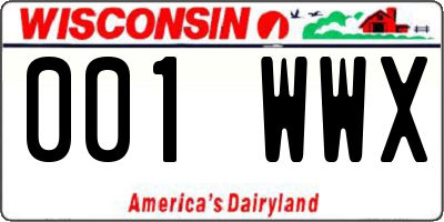 WI license plate 001WWX