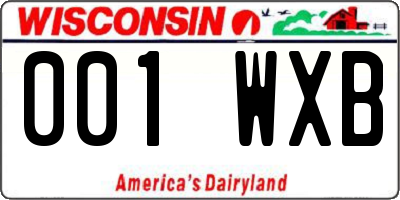 WI license plate 001WXB