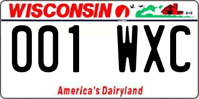 WI license plate 001WXC