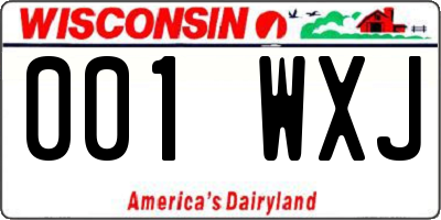 WI license plate 001WXJ