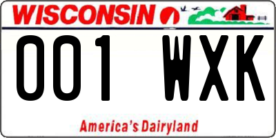 WI license plate 001WXK
