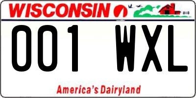 WI license plate 001WXL