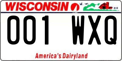 WI license plate 001WXQ