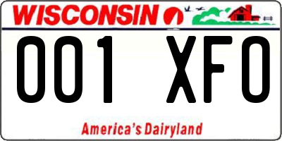 WI license plate 001XFO