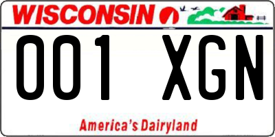 WI license plate 001XGN