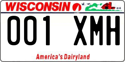 WI license plate 001XMH