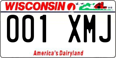 WI license plate 001XMJ