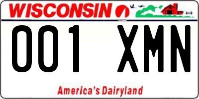 WI license plate 001XMN