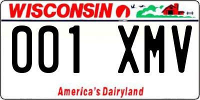 WI license plate 001XMV