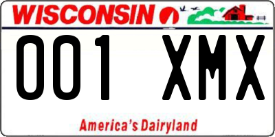 WI license plate 001XMX