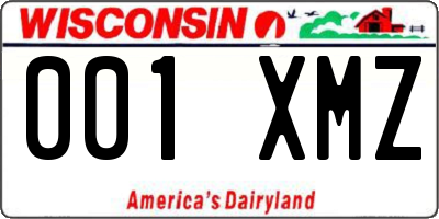 WI license plate 001XMZ