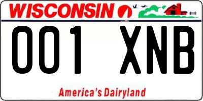 WI license plate 001XNB
