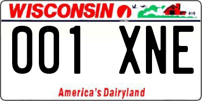WI license plate 001XNE
