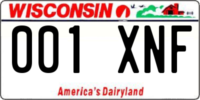 WI license plate 001XNF