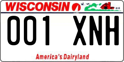 WI license plate 001XNH