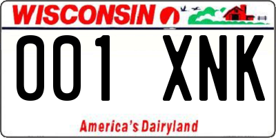 WI license plate 001XNK