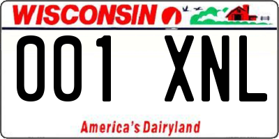 WI license plate 001XNL