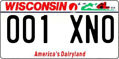 WI license plate 001XNO