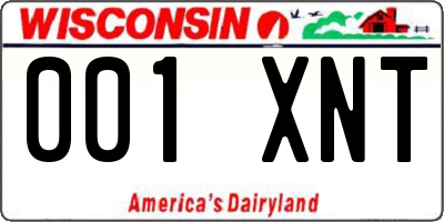 WI license plate 001XNT