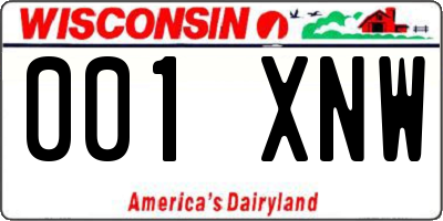 WI license plate 001XNW